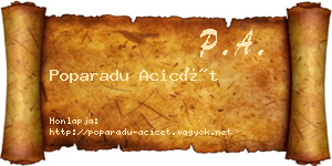 Poparadu Acicét névjegykártya